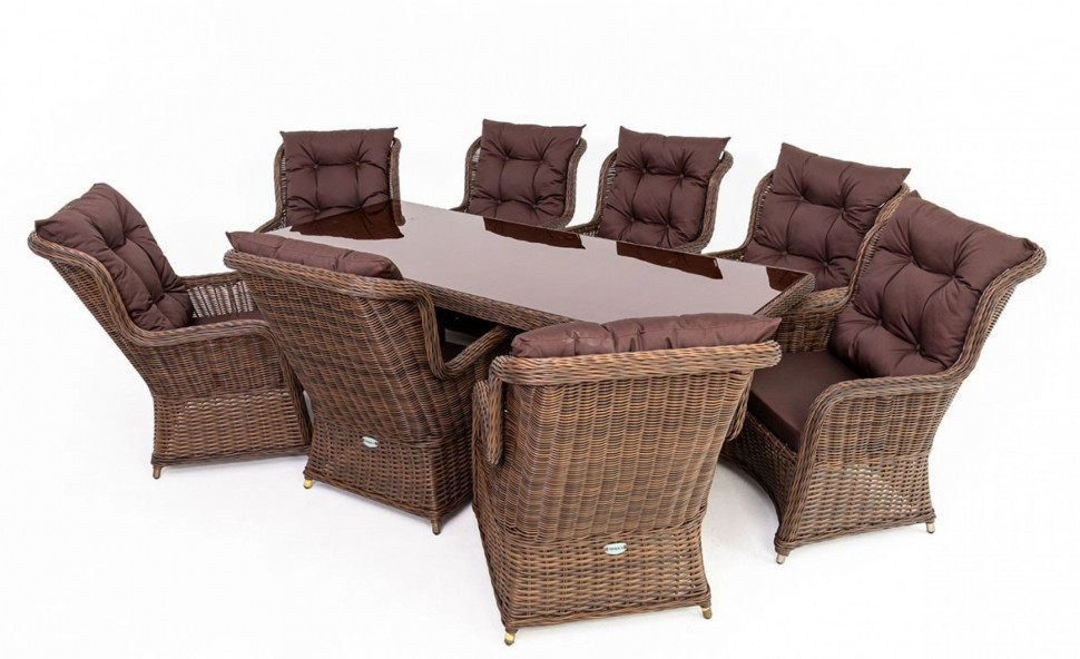 Комплект плетеной мебели МОККА SAN MARINO (стол обеденный, 8 кресел) Комплект плетеной мебели МОККА SAN MARINO (стол обеденный, 8 кресел)